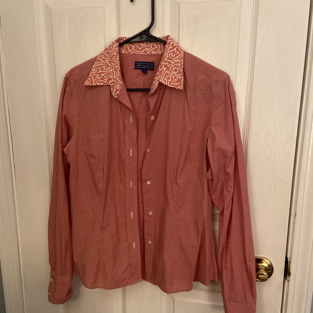 J. Mclaughlin Button Down Gingham Shirt - image 1